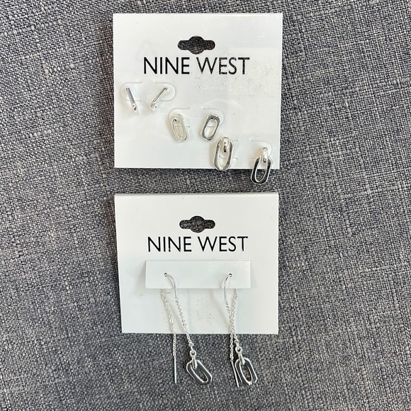 Nine West Jewelry - Nine West Silver Tone Angular Link Chain Threader Earrings & 3 Pair Bundle